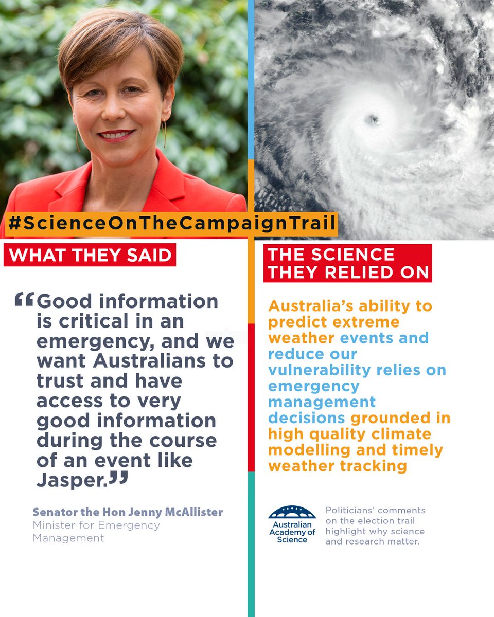 Australia’s ability to predict extreme weather events and reduce our vulnerability relies on emergency management decisions grounded in high quality climate modelling and timely weather tracking.

#scienceonthecampaigntrail…