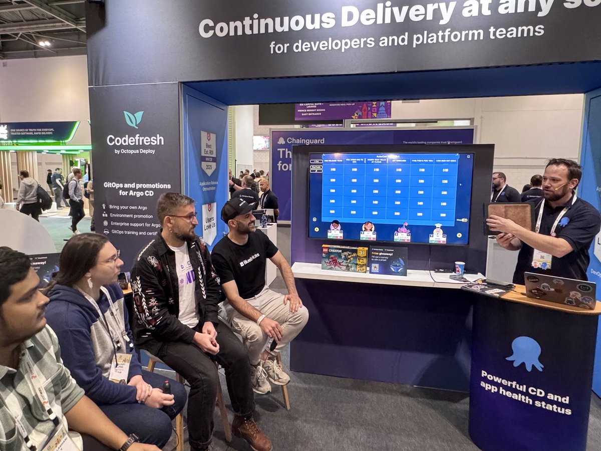 OctopusDeploy's tweet image. Already missing the energy of KubeCon!✨
We’re still smiling about the amazing time we had — from connecting w/ new faces & old friends, to showing off what’s new with our products & features.
It's not too late to schedule a discovery call w/ us & chat: octopus.com/lp/schedule-a-…