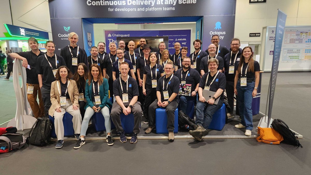 OctopusDeploy's tweet image. Already missing the energy of KubeCon!✨
We’re still smiling about the amazing time we had — from connecting w/ new faces & old friends, to showing off what’s new with our products & features.
It's not too late to schedule a discovery call w/ us & chat: octopus.com/lp/schedule-a-…