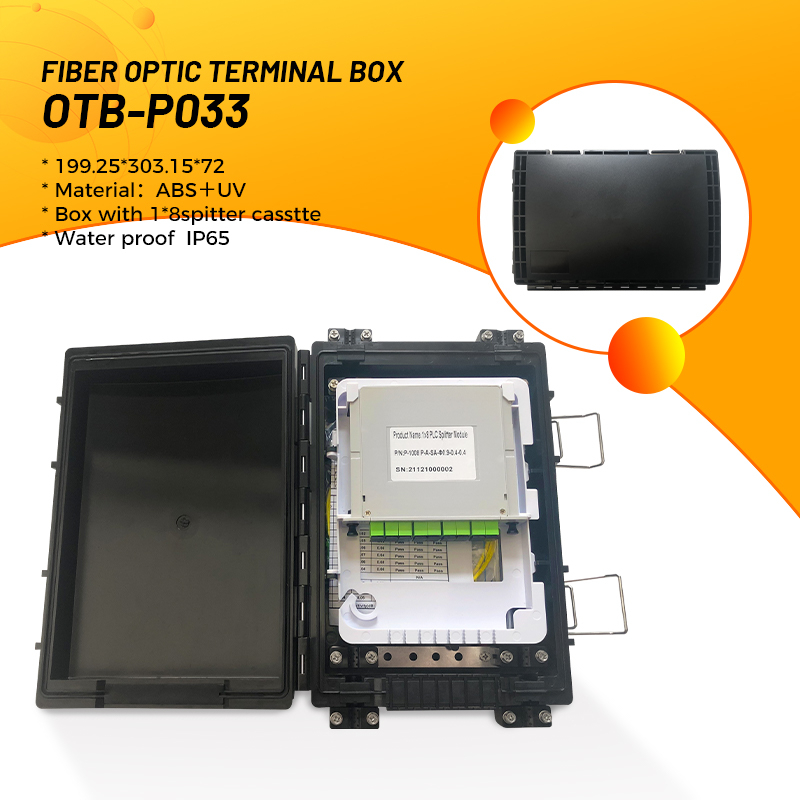Fiber Optic Terminal Box
Material: ABS+UV
Box with 1*8spitter casstte
Waterproof lP65