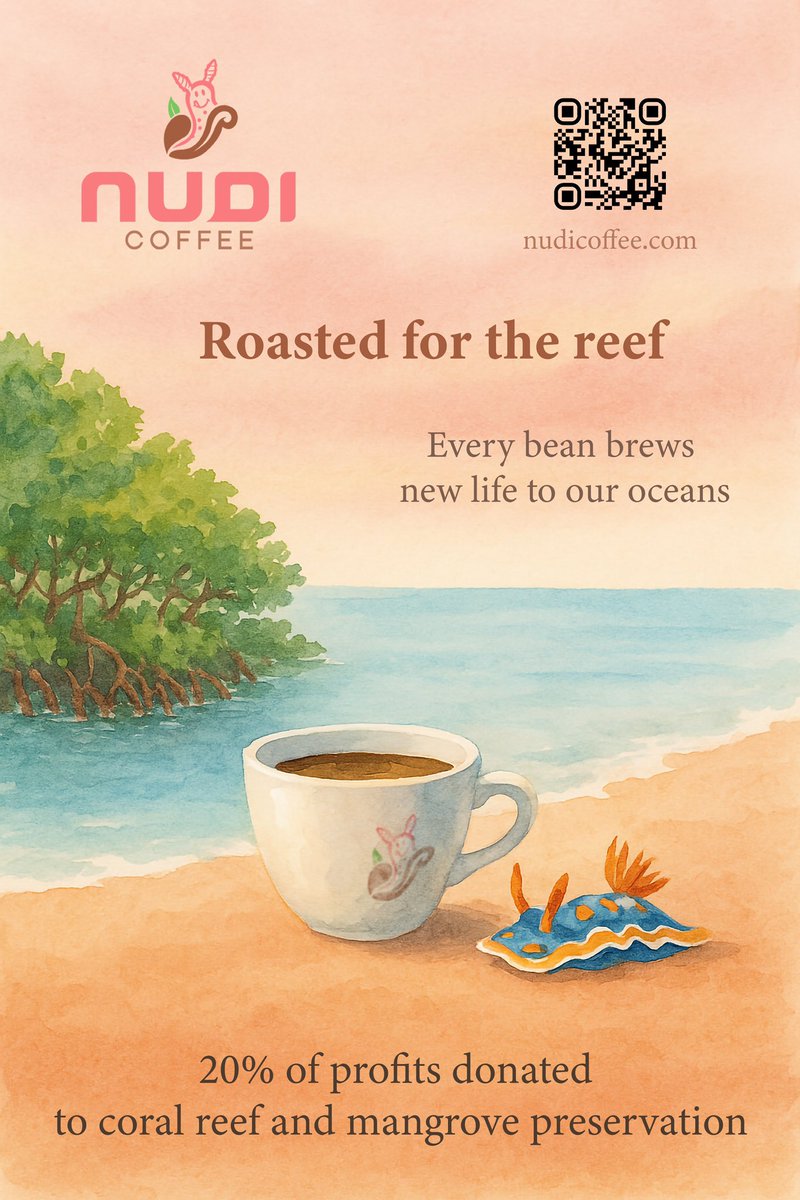 🌊☕ Introducing Nudi Coffee! Our mission is to become the top roast-to-order coffee while funding #CoralRestoration and #MangroveConservation. Join us in promoting #SustainableCoffee! Tag us to help spread the word! 🌍❤️ #NudiCoffee #EcoFriendly