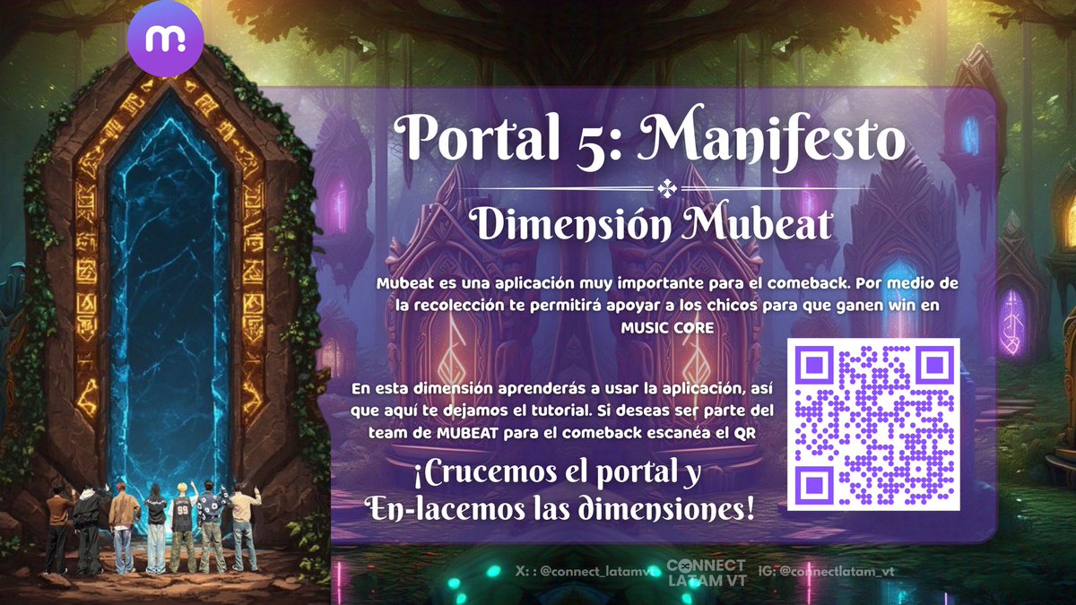 CONNECT_LATAMVT's tweet photo. 🌌EN-LACE DE DIMENSIONES: Portal Manifesto , Dimension Mubeat 🌌

[📌 Tutorial Mubeat]
Encontrarás:

🔮Crear/Registrar cuenta 
🔮 Recolección 
🔮 Votación 

¡Crucemos juntxs esta dimensión y preparémonos para el comeback

#CONNECT_LATAMVT #ENHYPEN @ENHYPEN_members https://t.co/NXq4z6hbIl