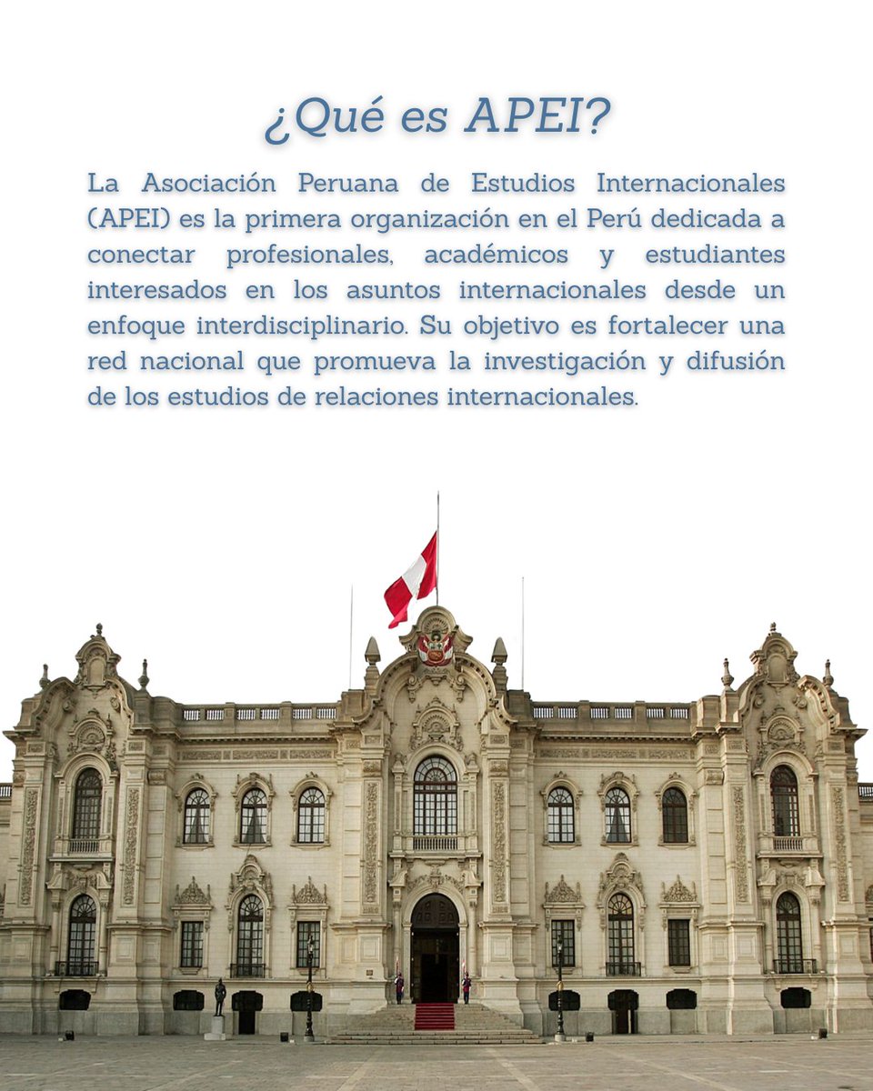 apeiperu's tweet photo. 📢Con entusiasmo, anunciamos la inauguración oficial de las redes sociales de la Asociación Peruana de Estudios Internacionales (APEI). Les invitamos a seguirnos y ser parte de esta comunidad en construcción. 📚🌐
#APEI #EstudiosInternacionales #RelacionesInternacionales #Perú https://t.co/BV4EG3fVtW