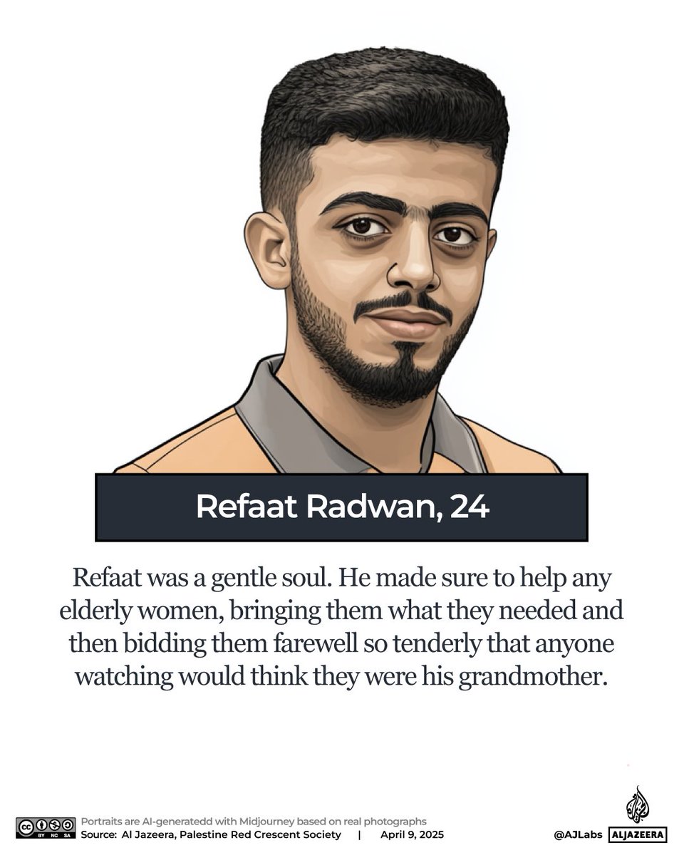 AJEnglish's tweet photo. “Forgive me, mama...I wanted to help people. Forgive me.”

Rifaat Radwan was among 15 Palestinian paramedics Israel killed, he recorded his own death and begged his mother to forgive him https://t.co/dH2Zk7zPLL https://t.co/RfpykQC6FW
