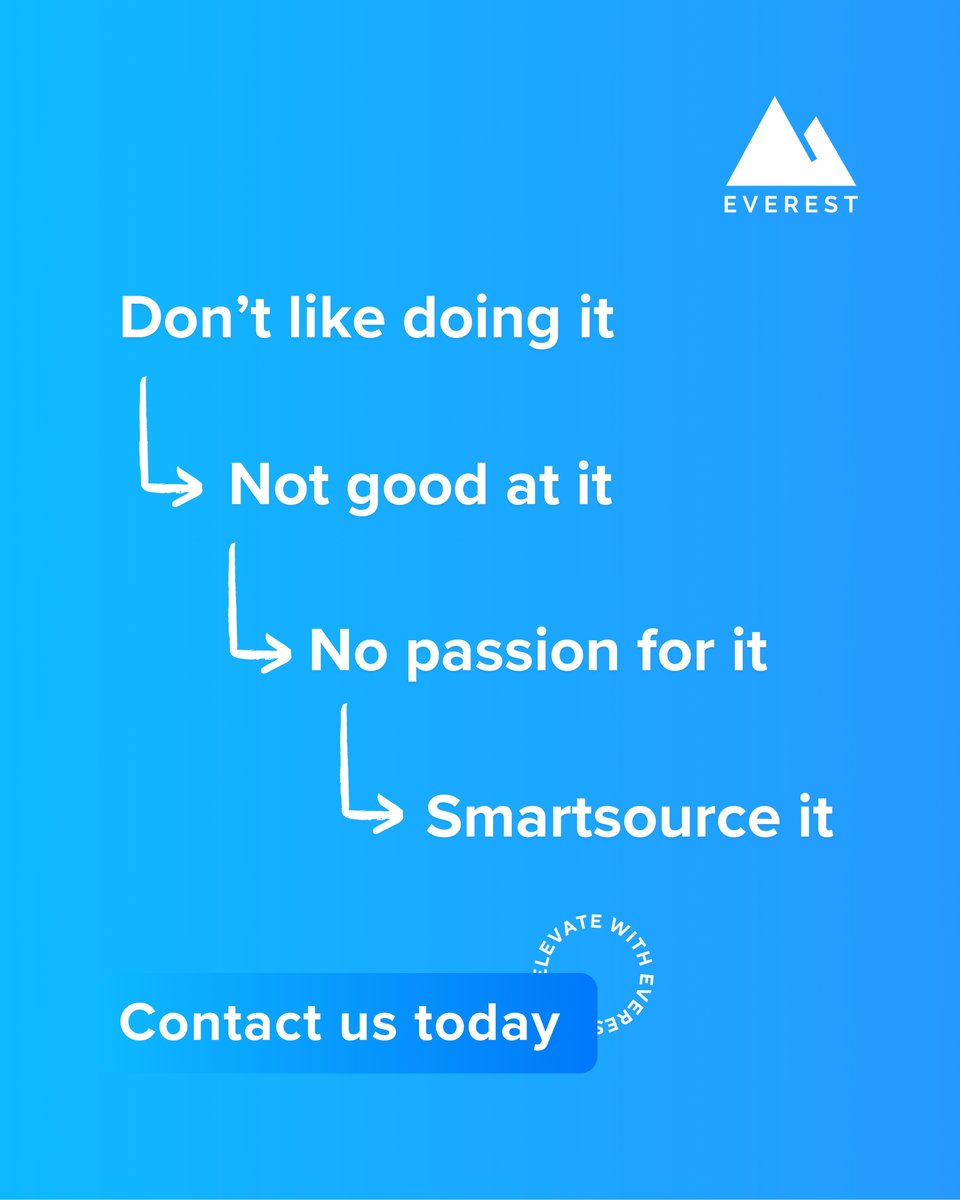 EverestConnect's tweet image. If it drains your time, energy, and creativity — it’s time to Smartsource it. 💡

#ElevatewithEverest #Smartsource