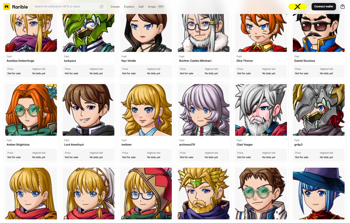 Custom Character NFT minting has begun! Founder Pass holders can mint Legendary Heroes from the 1st Edition character set.  

Create a Character and Mint it with the entire sprite sheet and your custom metadata. Use these Characters to access our first game "Faet" as well as