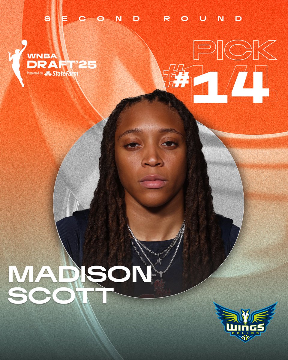 With the 14th pick of the WNBA Draft, the <a href="/DallasWings/">Dallas Wings</a> select Madison Scott!  

2025 WNBA Draft presented by <a href="/StateFarm/">State Farm</a> live on ESPN