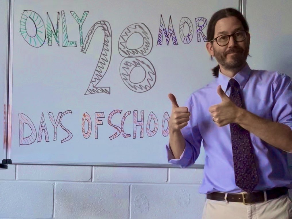 Nothing much to see, except for a teacher standing in front of that final countdown