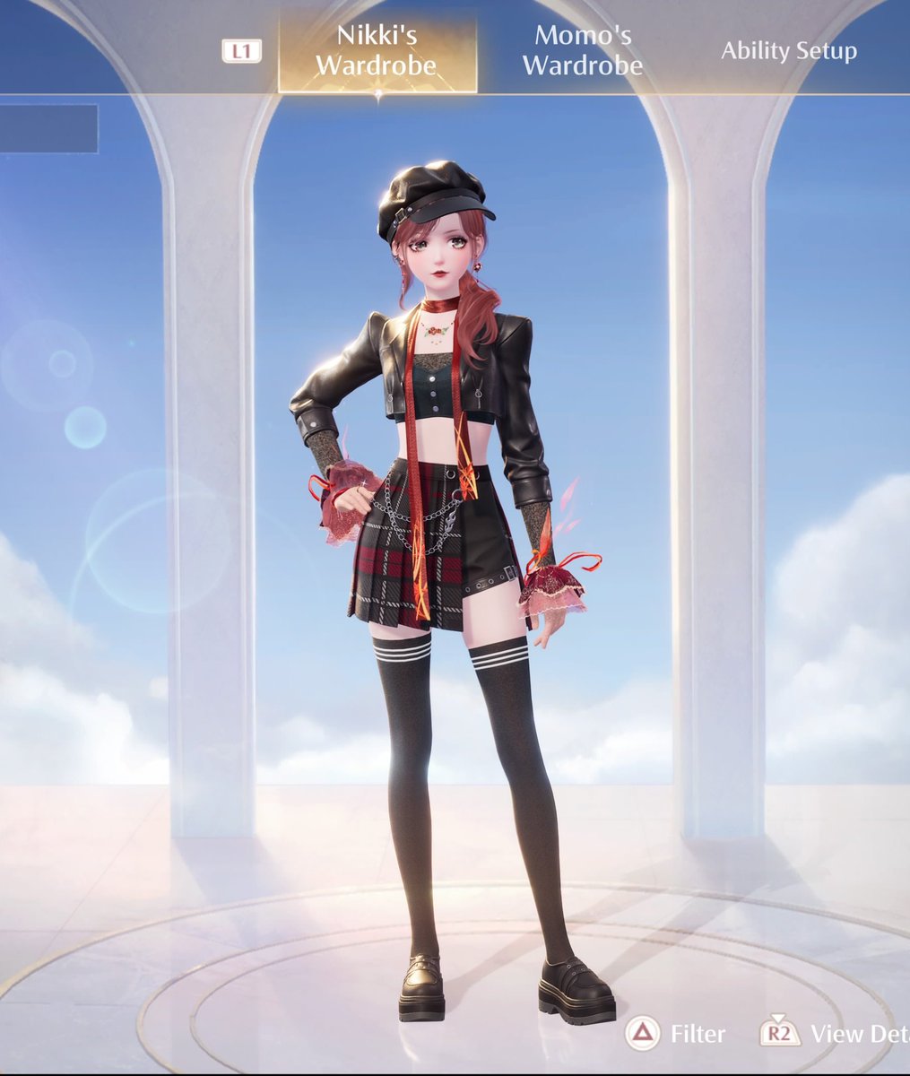 cait_pent's tweet photo. How i style the red chest skirt! It works with a lot of hairs too its really fun! #infinitynikkitwt #infinitynikki https://t.co/52elWsbAuP