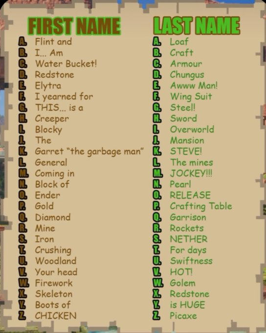 ReeseEmberly's tweet photo. What’s your Minecraft name? https://t.co/p8sgdRWdzM