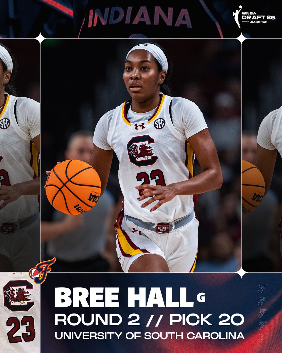 IndianaFever's tweet image. with the 20th pick in the 2025 @WNBA Draft, we have selected South Carolina guard Bree Hall.

welcome to Indiana, @breezyhalll!