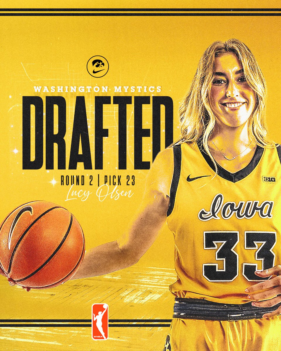 Iowa Women's Basketball (@iowawbb) on Twitter photo With the 23rd pick in the 2025 WNBA Draft the <a href="/WashMystics/">Washington Mystics</a> select Lucy Olsen!
<a href="/LucyOlsenbball/">Lucy Olsen</a> x #Hawkeyes With the 23rd pick in the 2025 WNBA Draft the <a href="/WashMystics/">Washington Mystics</a> select Lucy Olsen!
<a href="/LucyOlsenbball/">Lucy Olsen</a> x #Hawkeyes