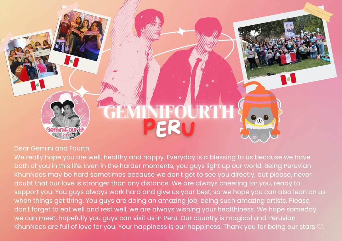 Letters sent by different Fanbases in Mexico and Latin America

#Fourthnattawat #โฟร์ทณัฐวรรธน์ 

<a href="/geminifourthcl/">GeminiFourth Chile</a> <a href="/GeminiFourthPE/">GeminiFourth Perú 🇵🇪</a>