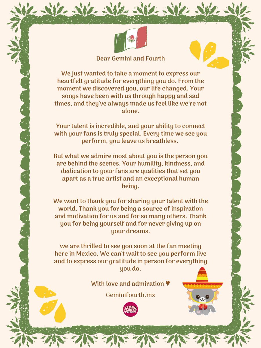Fourth Mx and the Mexican fanbases hope the projects we did for you made you feel all our love, we hope to see you again in Mexico. 
We love you 💙

<a href="/gemini_nt_mx/">Gemini_Support_MX 🇲🇽</a> <a href="/GeminiFourthMX/">GeminiFourth México 🇲🇽</a>