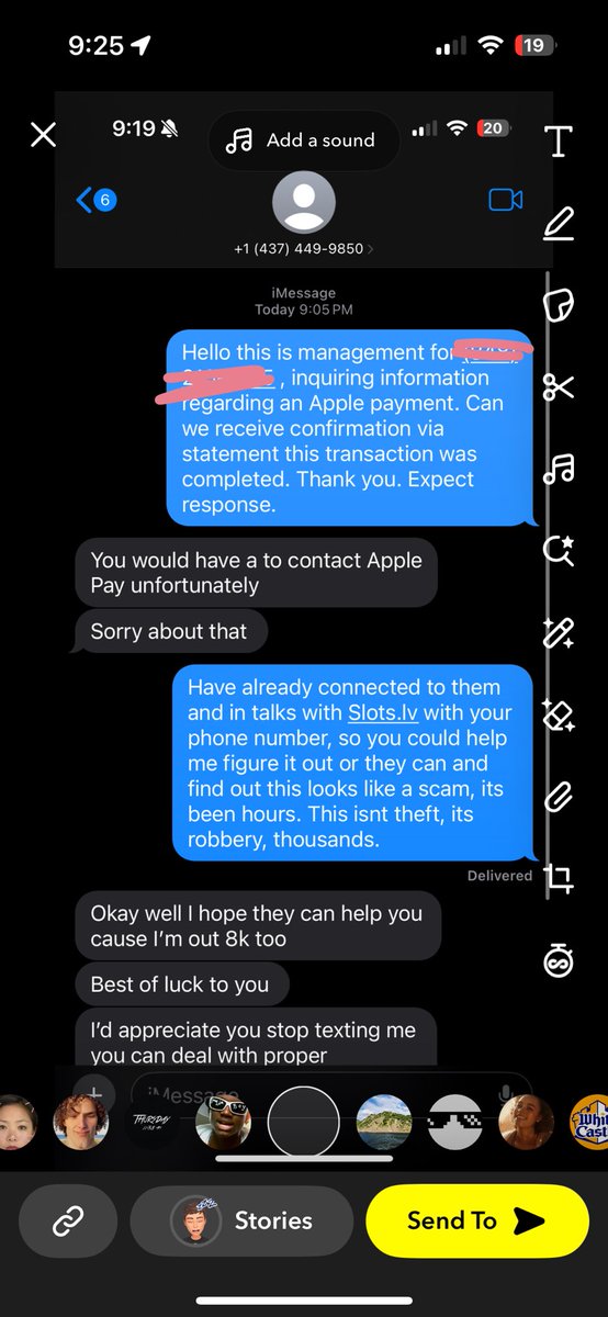 401Sportsbook's tweet photo. ‼️SCAMMER ALERT @slotslv @Slotslvnet @stoolgambling VIA SLOTS LVs MONEY TRANSFOR METHOD WAS SCAMMED OUT OF 8K !!! CAN ANYONE HELP ME WITH THESE PHONE NUMBERS, CAN ANYONE HELP? #slotslv #slots #scammers #betting #bets #scamalert
+1 (904) 417-5735
‼️
+1 (437) 449-9850 https://t.co/ZAfsOFO6aD