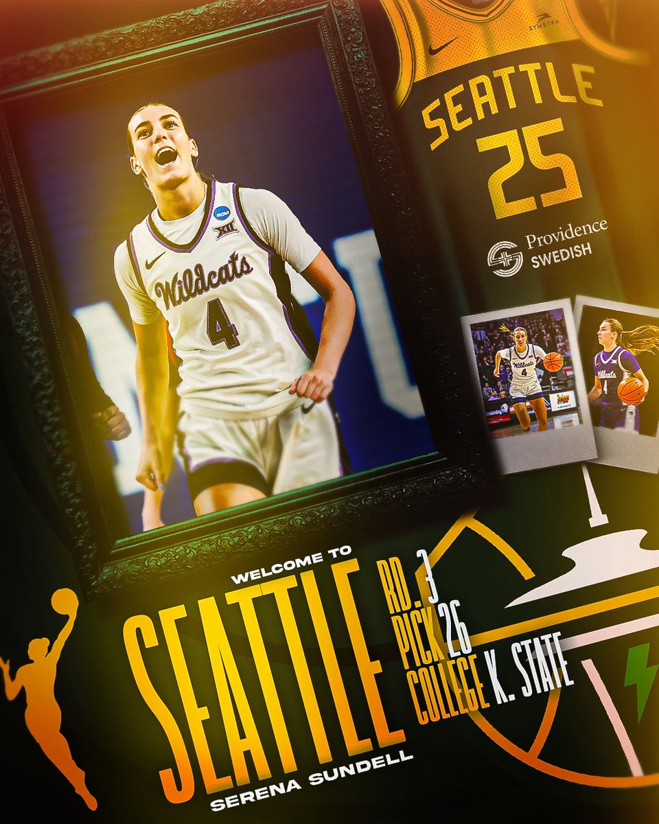 Seattle Storm (@seattlestorm) on Twitter photo With the No. 26 pick the 2025 WNBA Draft, the Seattle Storm select Serena Sundell from <a href="/KStateWBB/">K-State Women's Basketball</a> ⛈️
Welcome to Seattle, Serena! With the No. 26 pick the 2025 WNBA Draft, the Seattle Storm select Serena Sundell from <a href="/KStateWBB/">K-State Women's Basketball</a> ⛈️
Welcome to Seattle, Serena!