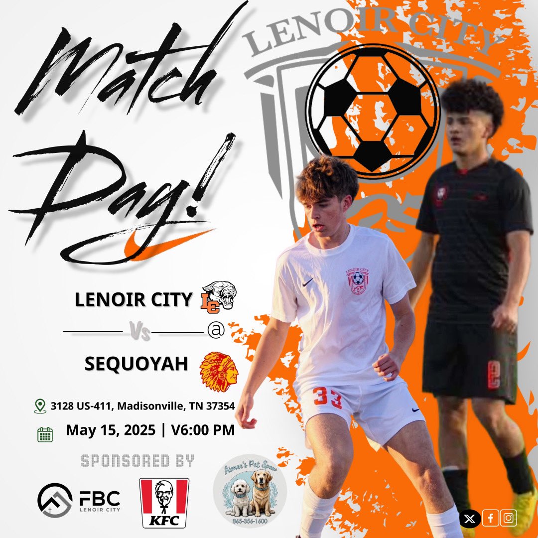 <a href="/LchsBoys/">LCHS Boys Soccer</a> vs <a href="/SQHSAthletics/">Sequoyah Athletics</a> in Sequoyah at V6:00pm. WE ARE LC <a href="/LenoirCitySch/">LenoirCitySch</a>