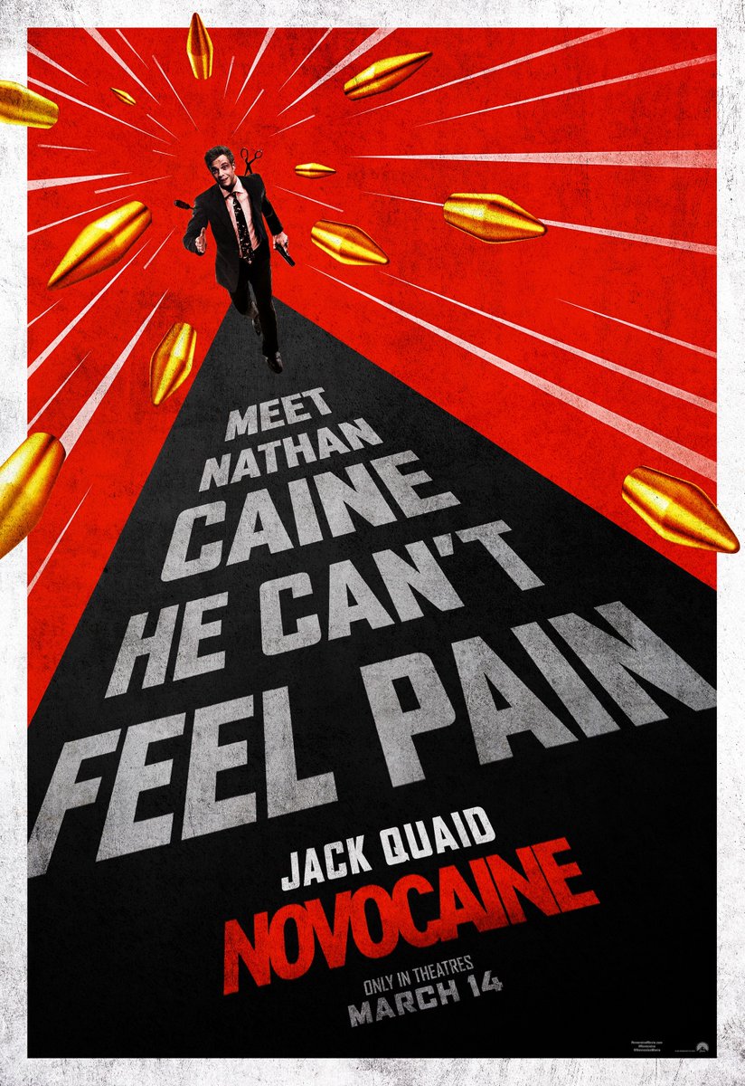 MOVIES_store_'s tweet photo. Meet Nathan Caine. He feels no pain.
When the girl of his dreams gets kidnapped, a man turns his inability to feel pain into an unexpected advantage as he fights a bunch of thugs to get her back. #NOVOCAINE https://t.co/yuWdDyyKN9