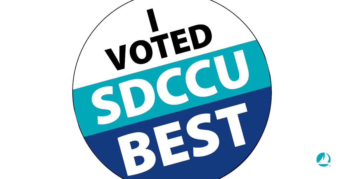 Vote SDCCU BEST! We’re thrilled to announce that we have been nominated in five categories in #San DiegosBEST Union-Tribune’s Readers Poll, including BEST Credit Union! Don’t forget to vote SDCCU now through May 13 at sdccu.com/vote! Federally insured by NCUA. #SDBEST