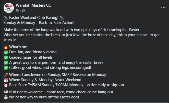 WMCC Easter Racing - Sunday and Monday