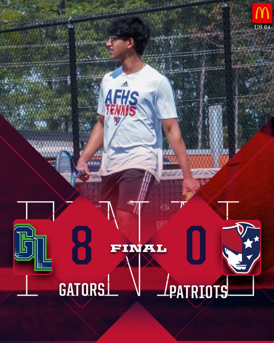 AFPatAthletics's tweet photo. Men’s 🎾 Final: Gators take this one to close out the regular season. Patriots end the season with 6-8 record and are looking forward to the conference tournament next week. #PatFam #RepAFHS #postseasonloading https://t.co/gasHb7mhmb