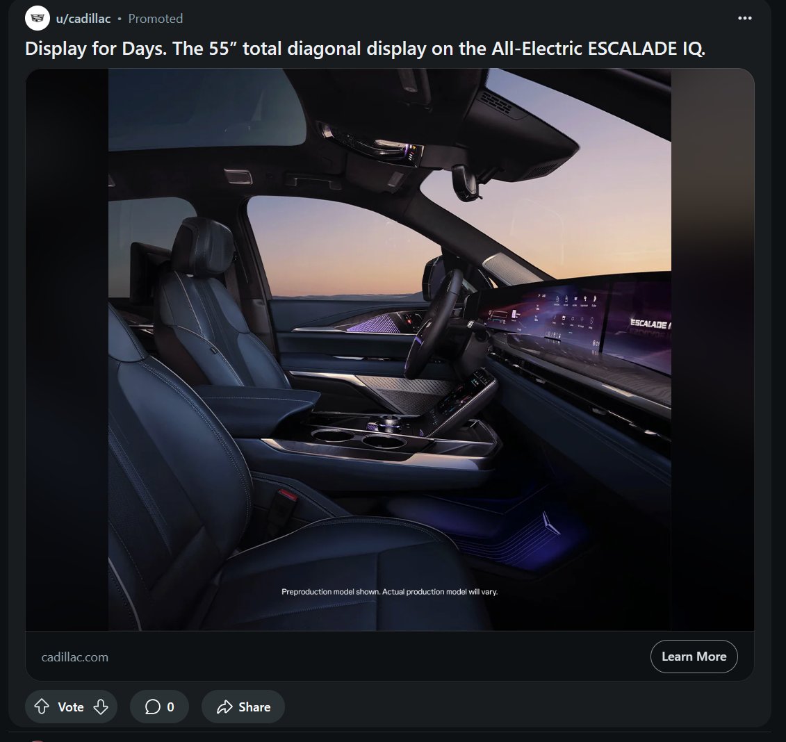 springvisuals's tweet photo. maybe it's just me but i have zero desire for a 55 in fucking screen in my car. insane world we live in. https://t.co/pBzrCqw8av