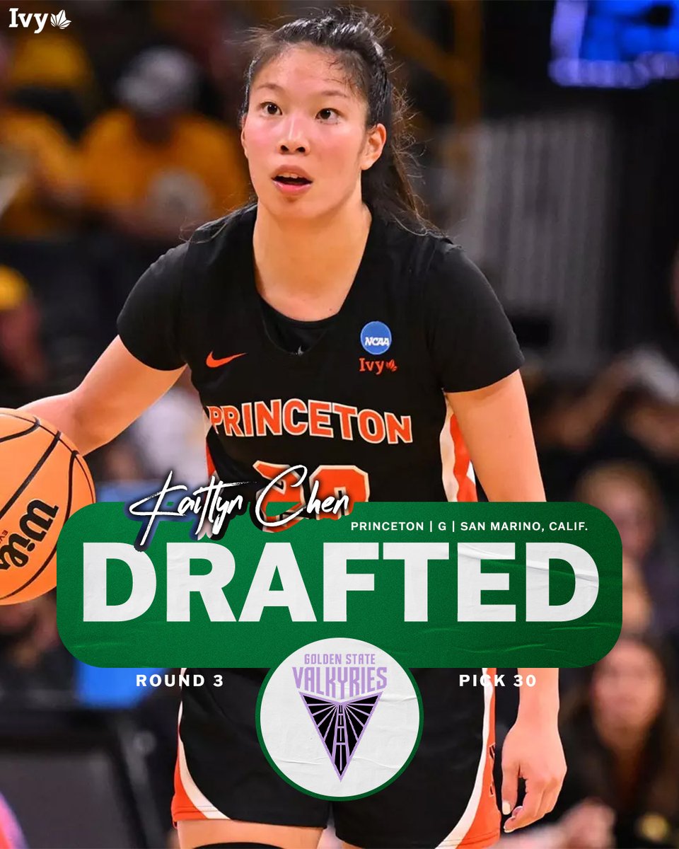 Ivy League (@ivyleague) on Twitter photo WNBA BOUND.
With the 30th pick of the #WNBADraft, the <a href="/valkyries/">Golden State Valkyries</a> select Kaitlyn Chen '24 from <a href="/PrincetonWBB/">Princeton WBB</a>! 🌿🏀 WNBA BOUND.
With the 30th pick of the #WNBADraft, the <a href="/valkyries/">Golden State Valkyries</a> select Kaitlyn Chen '24 from <a href="/PrincetonWBB/">Princeton WBB</a>! 🌿🏀