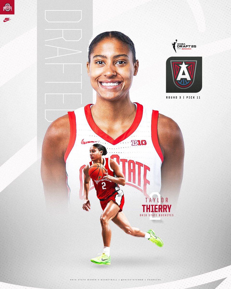 TT’s headed to the League 🤩

Congrats to Taylor Thierry on being selected by the <a href="/AtlantaDream/">Atlanta Dream</a> with the 11th pick in the 3rd round of the <a href="/WNBA/">WNBA</a> Draft. 

We’re so proud of you &amp; Buckeye Nation is always behind you ‼️

#GoBucks | #DevelopedHere