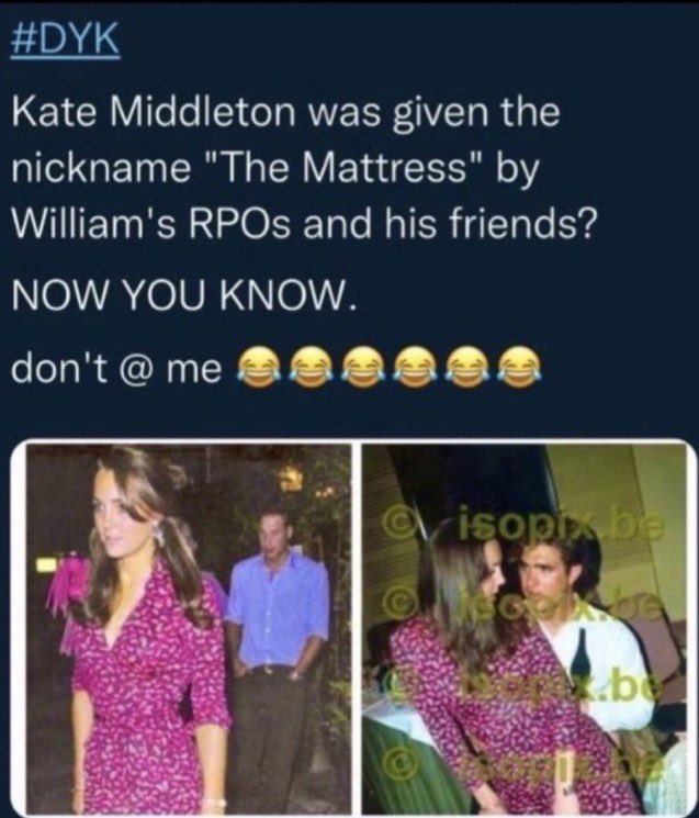 cmerry's tweet photo. Who? "Princess Catherine" oh you mean #KateMiddleton the #katemiddlebum stalker wig wearing sad sack married to wack’m Willy. Honey NO ONE envies your sad life. You were the dregs you were the last choice https://t.co/ERotHxtmdP