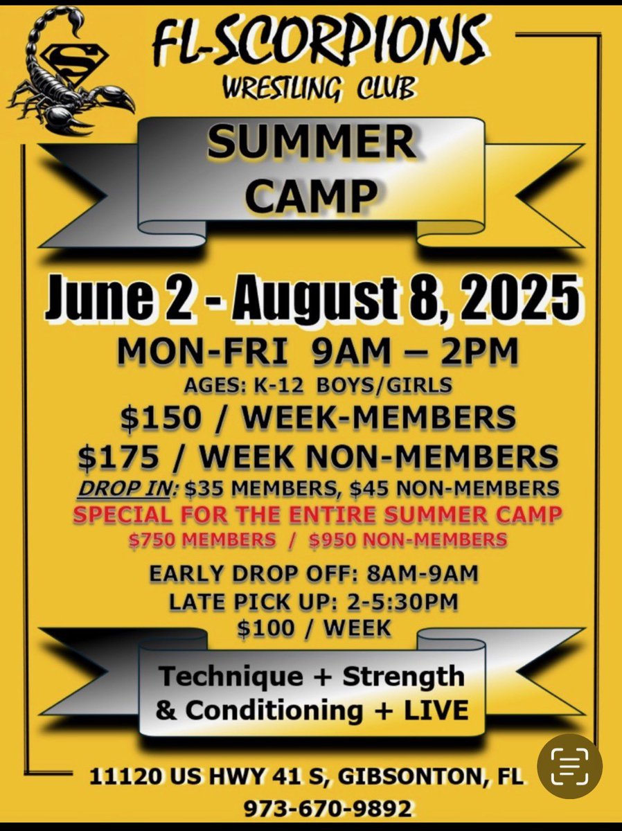 The grind starts now! Summer Wrestling Camp is here—who’s ready to put in the work? #TampaBayWrestling #YouthWrestling #FloridaGrit #SummerCamp