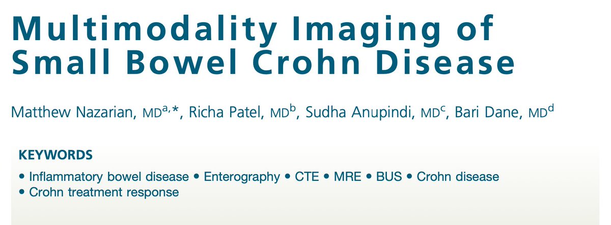 SAR Inflammatory Bowel Disease DFP (@sar_ibd_dfp) on Twitter photo It's finally here! ⏰ Check out this very special review of small bowel Crohn disease on CT, US & MR! 🔖 <a href="/SocietyAbdRad/">Society of Abdominal Radiology | SAR</a>
Brought to you by our awesome DFP members -<a href="/MNazarianMD/">Matthew Nazarian</a> <a href="/RichaPatelMD/">Richa Patel</a> <a href="/SudhaAnupindi/">Sudha Anupindi</a> <a href="/BariDaneMD/">Bari Dane</a> 😎
…encedirect-com.laneproxy.stanford.edu/science/articl… It's finally here! ⏰ Check out this very special review of small bowel Crohn disease on CT, US & MR! 🔖 <a href="/SocietyAbdRad/">Society of Abdominal Radiology | SAR</a>
Brought to you by our awesome DFP members -<a href="/MNazarianMD/">Matthew Nazarian</a> <a href="/RichaPatelMD/">Richa Patel</a> <a href="/SudhaAnupindi/">Sudha Anupindi</a> <a href="/BariDaneMD/">Bari Dane</a> 😎
…encedirect-com.laneproxy.stanford.edu/science/articl…