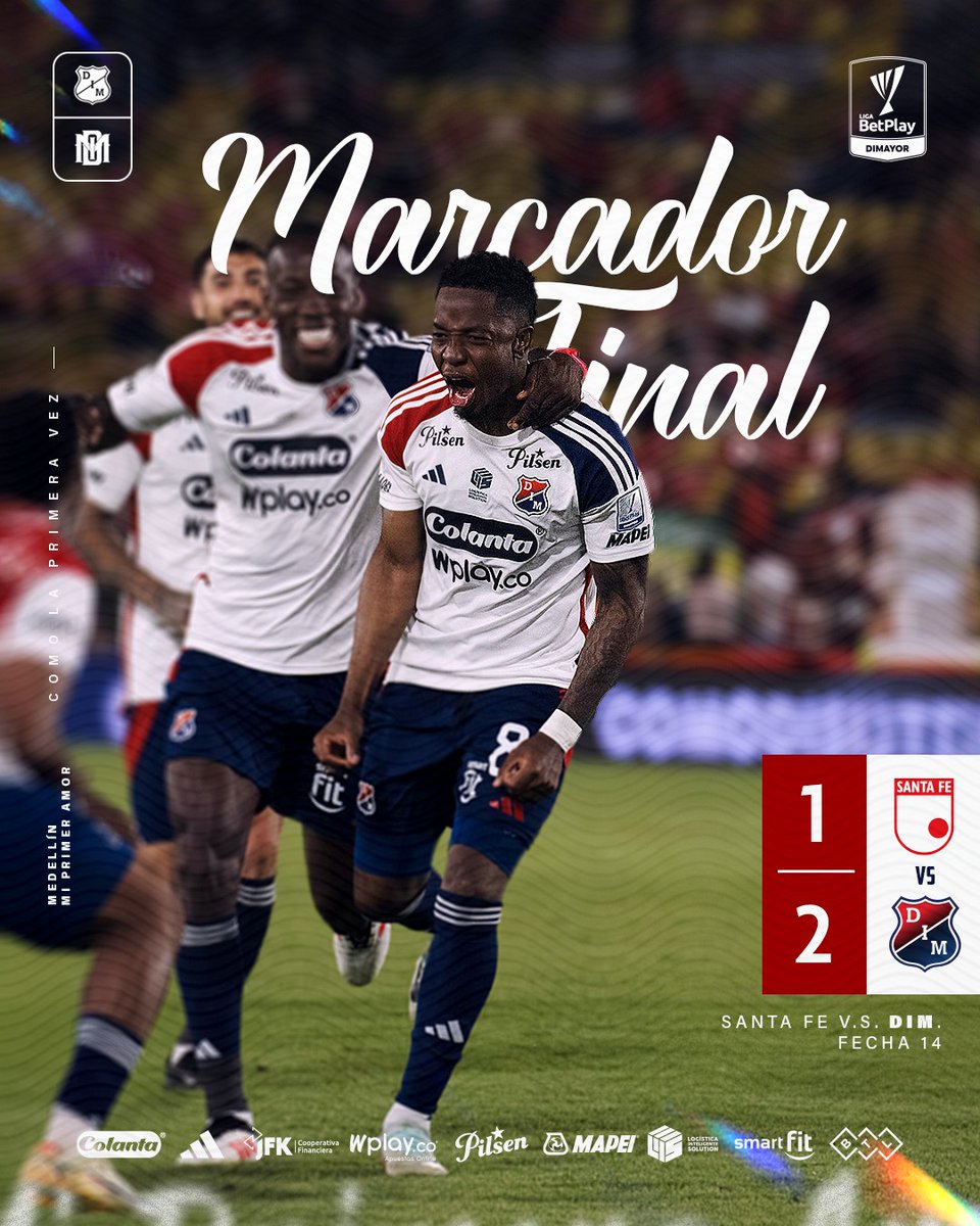 DIM_Oficial's tweet photo. [Marcador final 🔴🔵]

Poderosa victoria del #Medallo 1x2 en el Campín ante el 'cardenal'. 

⚽ F. Chaverra #13 (32'), A. Serna #80 (47') https://t.co/p4CLztiWOc