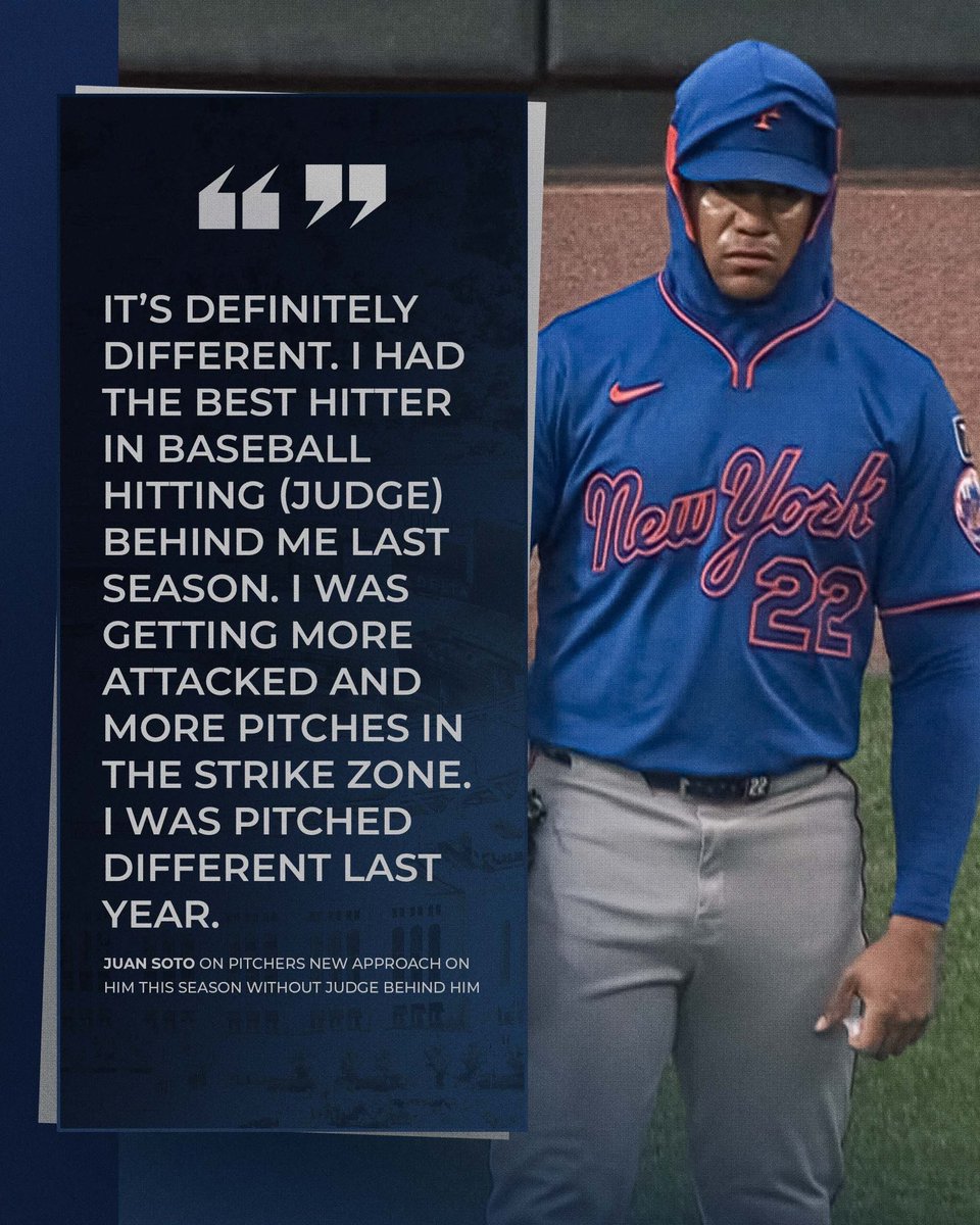 theyanksonly's tweet image. Juan Soto opened up about how much of a luxury it was to be pitched to differently with who he calls the “best hitter in baseball” — Aaron Judge — hitting behind him.

Yeah… bro regrets leaving bad 💀