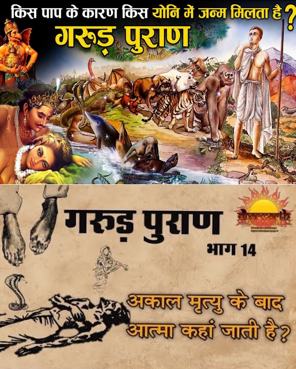yajnshri's tweet photo. गरुड़ पुराण, महाभारत, एवं स्कन्द पुराण, के अनुसार 🧵

बहुत ही गहन तथ्य को बताता हुआ #thread आप कृपया अवश्य पढ़े !

⏳ सूक्ष्म शरीर कितना ही सूक्ष्म है…! आप जानेंगे आज 

⏳ आपकी चेतना के आधार पर आपके प्राण कहा वास करते है ?

⏳ मृत्यु उपरांत प्राण कहाँ से निकलेंगे ?

⏳ क्या पुनर्जन्म सत्य में धारण हो सकता है , कैसे ?

⏳ मृत्यु पश्चात् प्रेत होना कितना सत्य है, कैसे पता चले आत्मा पितृ बनी या प्रेत?