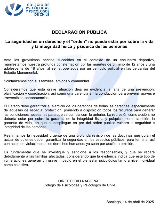 Colegio Psicólogas y Psicólogos de Chile tweet media