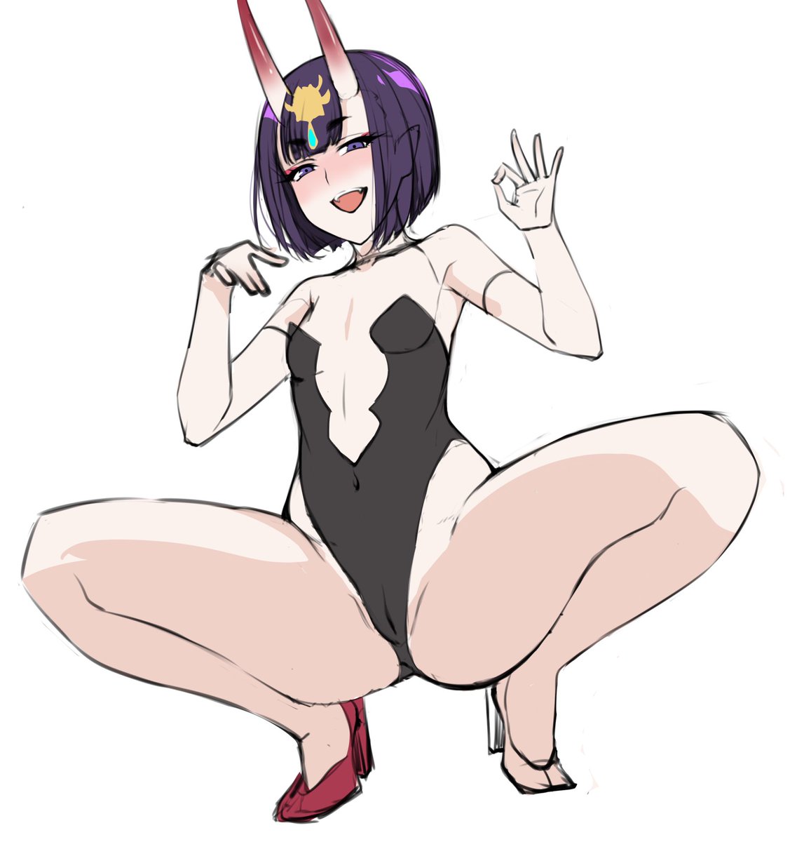 仕事の合間にノープランで描いてたから普通の衣装かバニーみたいなコスプレさせるかで悩む酒呑ちゃん 