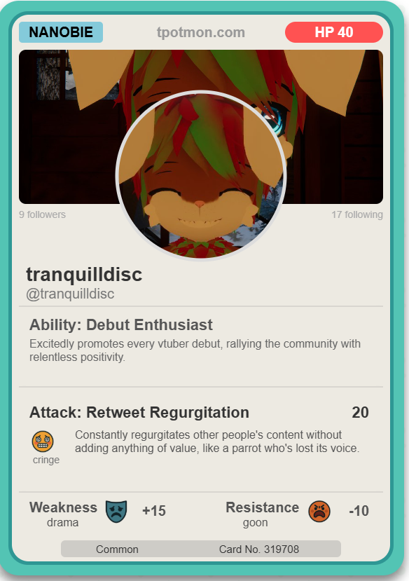 tranquilldisc's tweet photo. heres my card https://t.co/ASxqjyZpHU