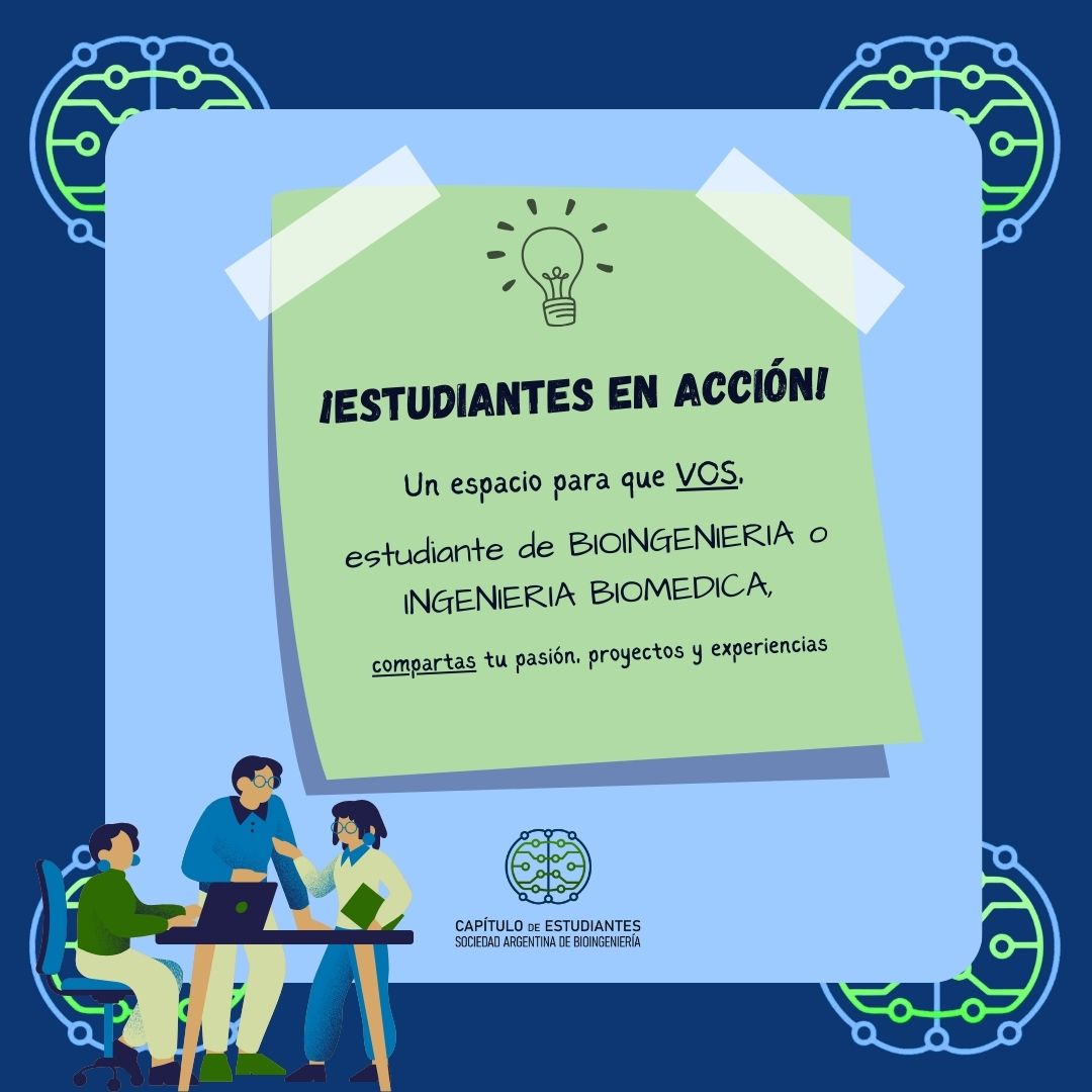 Natalia Suárez (@bionabesube) on Twitter photo Hola! Soy Nati, representante de <a href="/Udelaruy/">Universidad de la República</a> en el Capítulo de Estudiantes de la Sociedad Argentina de Bioingeniería, y queria contarles que ¡Lanzamos ESTUDIANTES EN ACCIÓN! 🚀
Un espacio para que vos, estudiante de Ing. Biomédica o Bioingeniería, muestres lo que hacés 🦾
1/4 Hola! Soy Nati, representante de <a href="/Udelaruy/">Universidad de la República</a> en el Capítulo de Estudiantes de la Sociedad Argentina de Bioingeniería, y queria contarles que ¡Lanzamos ESTUDIANTES EN ACCIÓN! 🚀
Un espacio para que vos, estudiante de Ing. Biomédica o Bioingeniería, muestres lo que hacés 🦾
1/4
