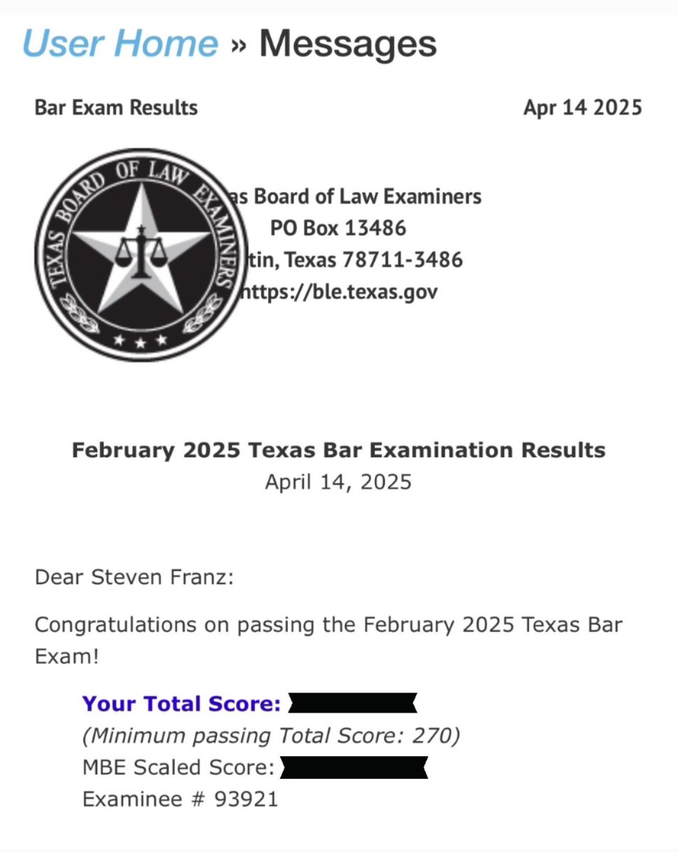 Proud to announce that I passed the Texas Bar Exam! #FranzLawGroup #Puro956