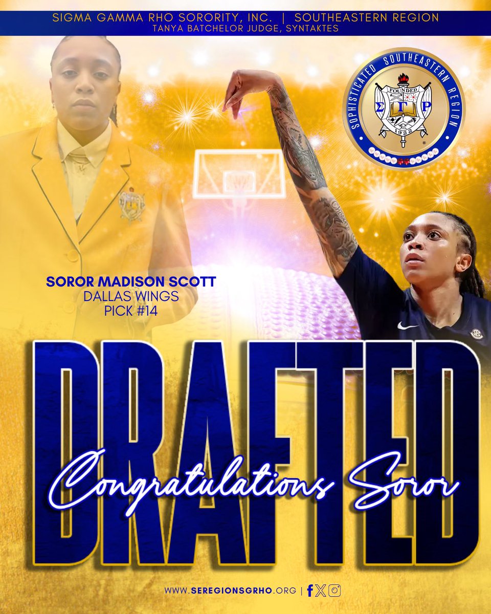 Congratulations to the #14 pick in the 2025 WNBA Draft, Soror Madison Scott!!
#WNBADraft  #MadisonScott #SigmaGammaRho #PoodlesInThePros