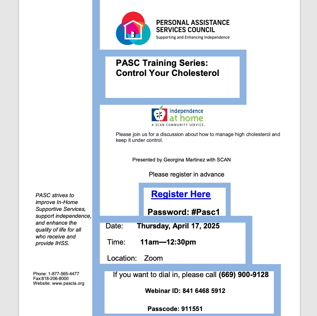pasc_la's tweet image. Please join us for a discussion about how to manage high cholesterol and keep it under control.

Presented by Georgina Martinez with @scan_lb

Please register in advance bit.ly/4jxoyN3

#ControlCholesterol #HealthyYou #PASC #PASCLA #IHSS #Providers #LosAngeles #LACounty