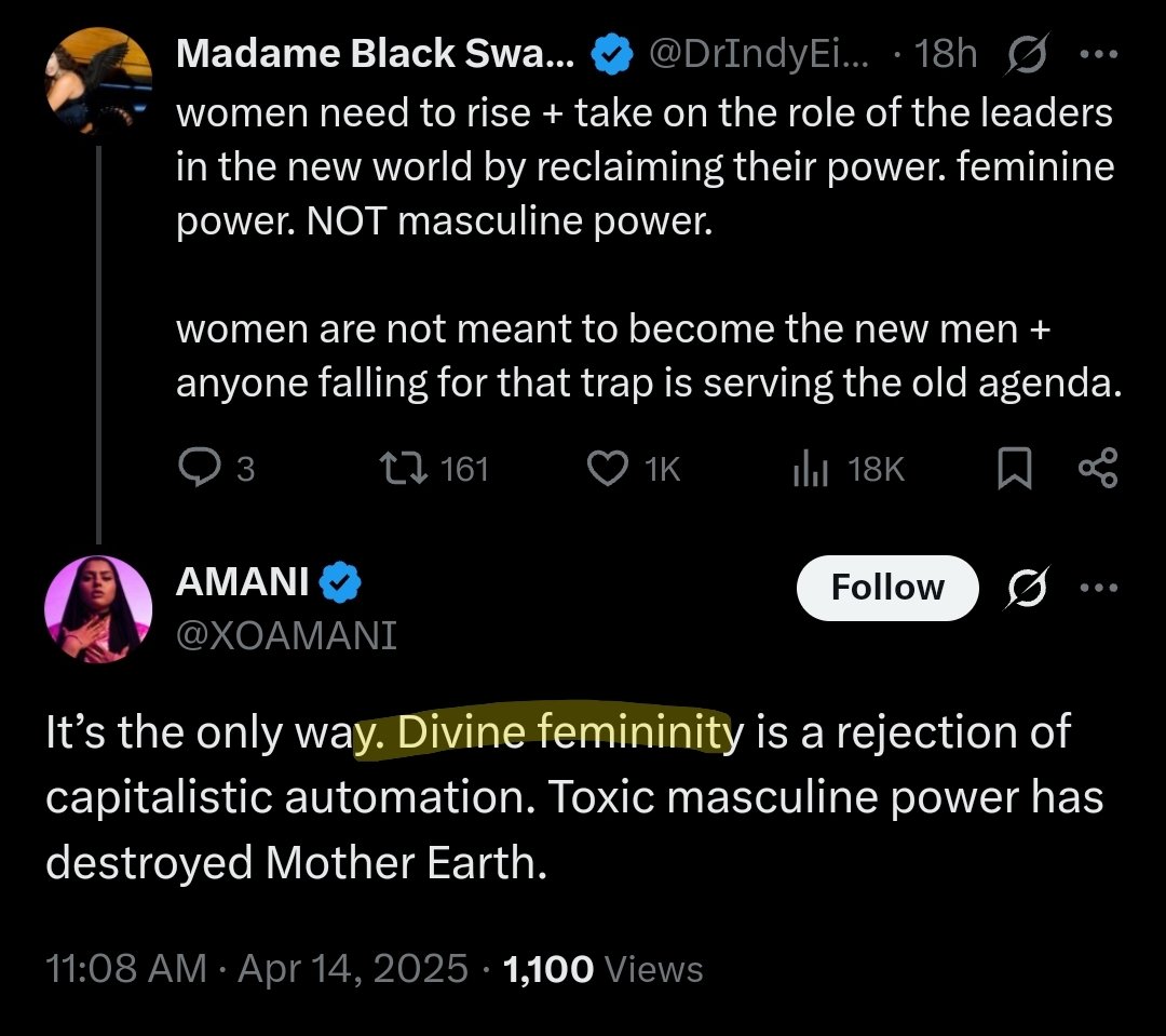 The founder of "Muslim Girl" magazine perfectly expresses the end result of Muslim feminism: Worshipping the "Divine Feminine."

I said it over a decade ago: Feminism is the path to apostasy.