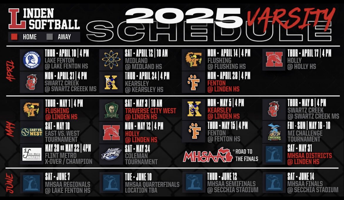 This years schedule!