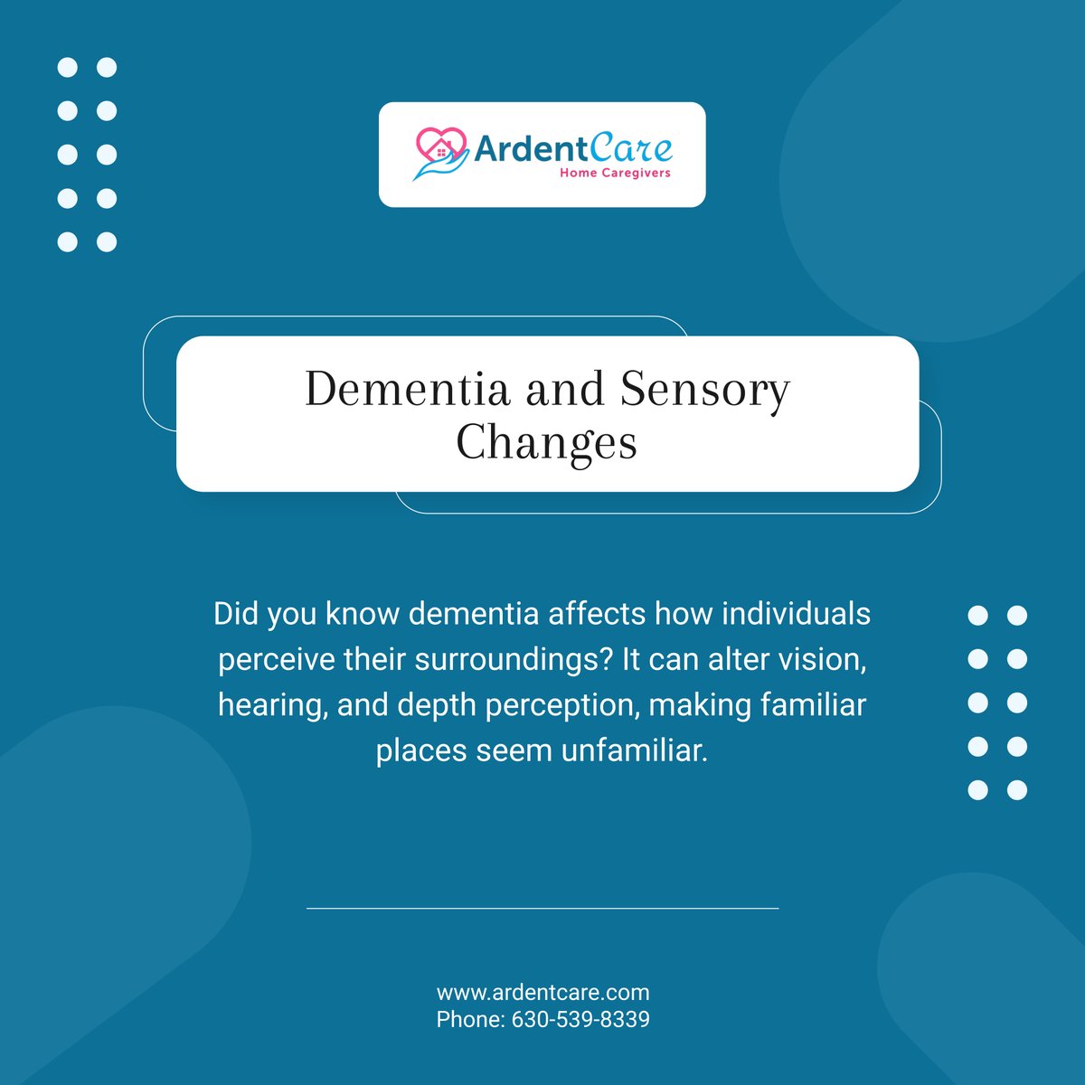 ardent_care's tweet photo. Dementia can impact the way seniors experience their environment. Understanding these changes helps provide better care. 

#HomeCare #BloomingdaleIL #DementiaCare https://t.co/LaBdH9ym4S