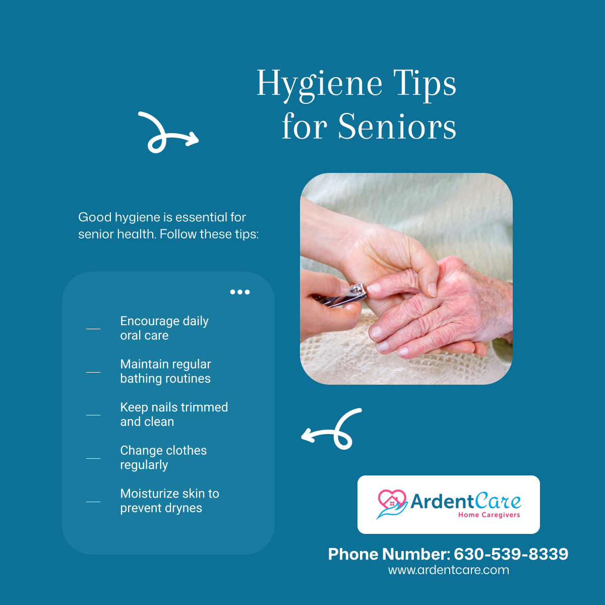 ardent_care's tweet photo. Proper hygiene supports overall senior health. Follow these essential tips to keep your loved one's clean and comfortable. 

#HomeCare #BloomingdaleIL #SeniorHealth https://t.co/budD9RZUES