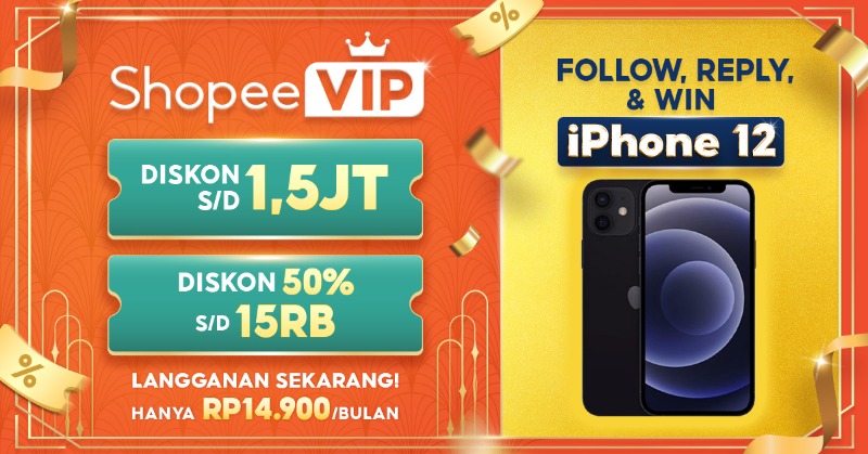 ShopeeID's tweet photo. 👑 GIVEAWAY IPHONE 12 👑

Yang mau dapetin iPhone 12 GRATIS merapaattt~ 🙋🏻‍♂️🙋🏻‍♀️ Yukk, ikutan ShopeeVIP GIVEAWAY!

Caranya:
- FOLLOW @ShopeeID
- RT &amp; LIKE tweet
- KLIK &amp; SCREENSHOT halaman ShopeeVIP
- REPLY + hashtag #ShopeeVIP #ShopeeVIPGiveaway sebanyak-banyaknya~

Good luck!! 🧡