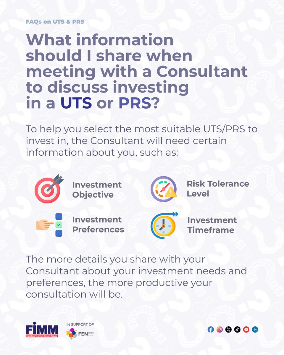 FiMMOfficial's tweet photo. Investing isn’t one-size-fits-all. Talk to a UTS and/or PRS Consultant to find an investment that suits your needs and goals.

#FIMM #UTS #unittrust #PRS #privateretirementscheme #investment https://t.co/3a1QWefXSh