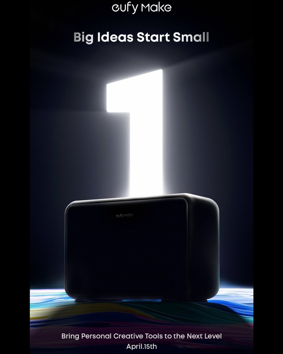 eufyMake's tweet image. For the first time ever, get studio-quality creative results right at home. Find out everything on April 15th. 👀💡
#eufyMake #MakeItReal #CreativeTools #MakeAnythingYourCanvas #BigIdeasStartSmall