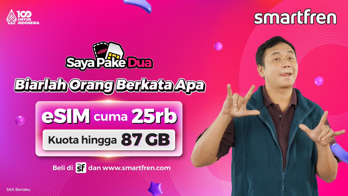smartfrenworld's tweet photo. Wajib Velocity bareng King eSIM kita @โpasmingbased ๐ค๐๐ค
Cuma 25rb an aja, beli sekarang di mySF atau https://t.co/8vjs5A7iqw ๐
#esimSmartfren #SayaPakaiDua #KingeSIM #eSIM #smartfren #100PersenUntukIndonesia https://t.co/KGMMSwAkko