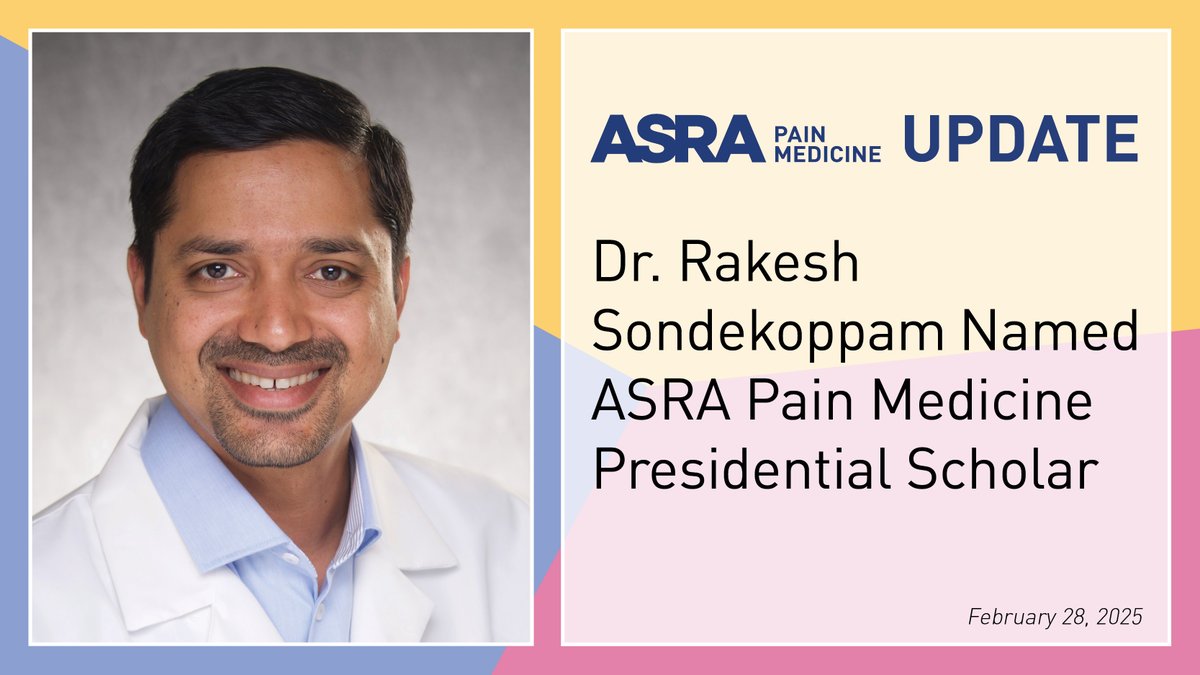 ASRA Pain Medicine (@asra_society) on Twitter photo Dr. Rakesh Sondekoppam will receive the Presidential Scholar Award, given to those who've made outstanding contributions to the field over the past 10 years. He has been a steady collaborator on many <a href="/ASRA_Society/">ASRA Pain Medicine</a> guidelines. Read more on Dr. Sondekoppam: ow.ly/LXir50VAxKS Dr. Rakesh Sondekoppam will receive the Presidential Scholar Award, given to those who've made outstanding contributions to the field over the past 10 years. He has been a steady collaborator on many <a href="/ASRA_Society/">ASRA Pain Medicine</a> guidelines. Read more on Dr. Sondekoppam: ow.ly/LXir50VAxKS